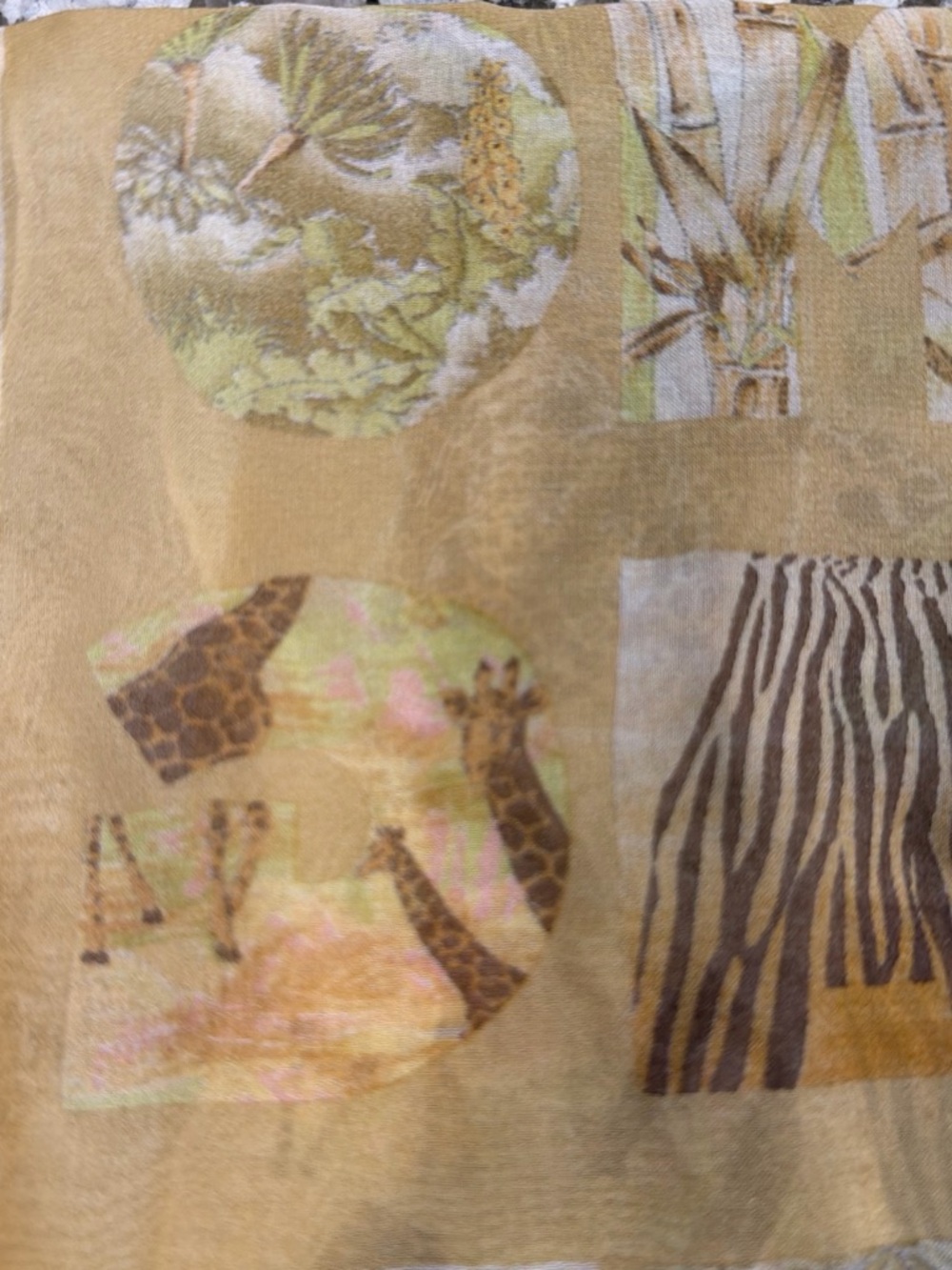 Safari Print Scarf in Mustard and Brown vintage